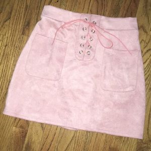 Pink Laced Up Skirt